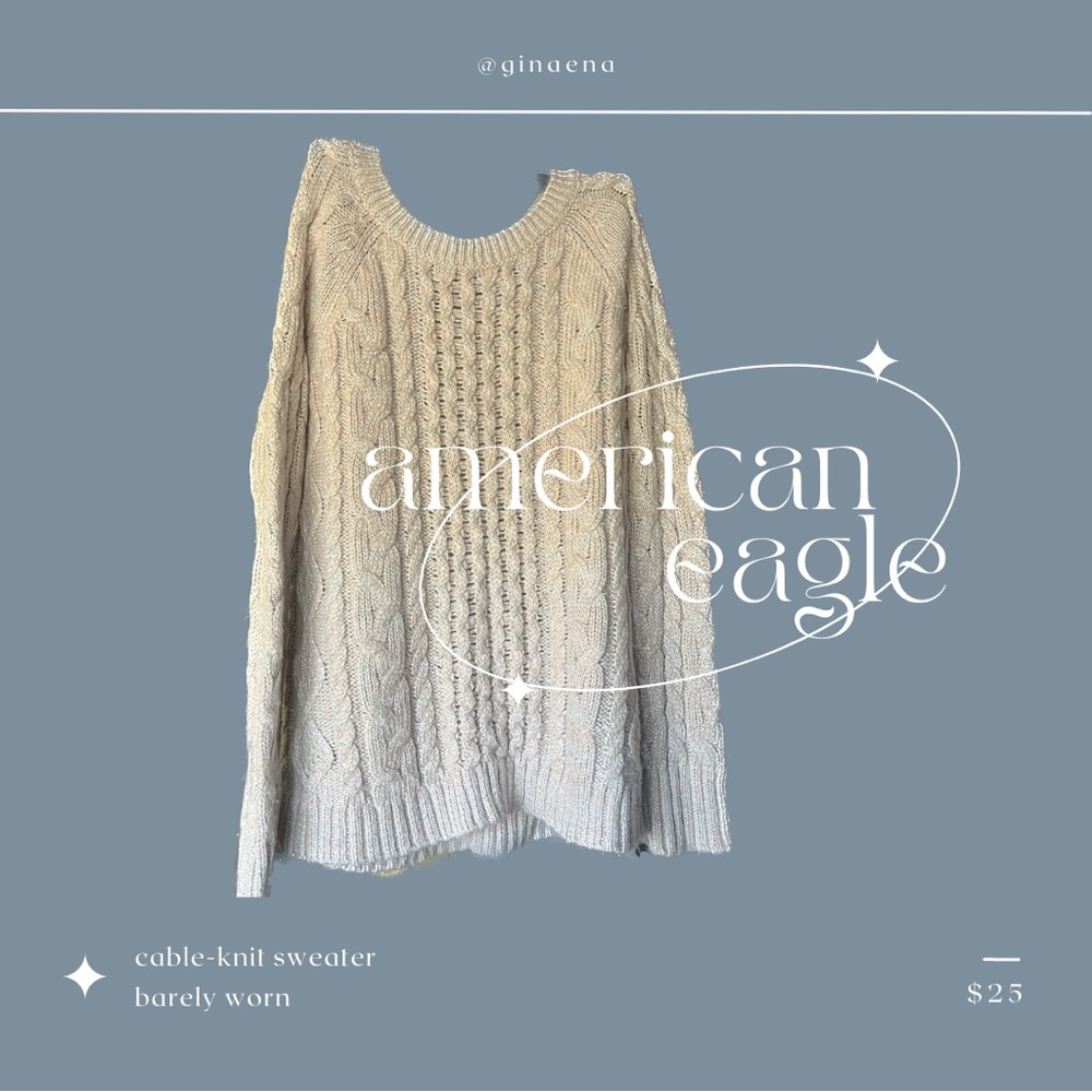 American Eagle Cable-Knit Sparkly Sweater